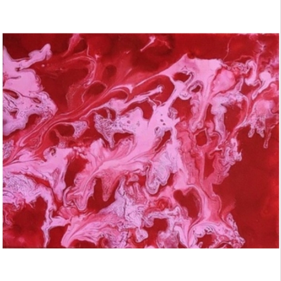 Hand Crafted Pink and Red Abstract Design 11x14 Inches Canvas Painting - Picture 4 of 4